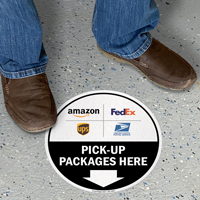 Pick Up Packages Here SlipSafe Floor Sign