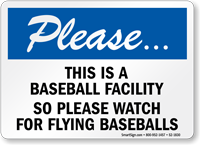 Please Baseball Facility Sign