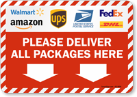 Please Deliver All Packages Here Sign With Down Arrow