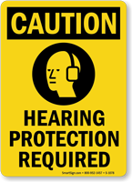 Caution (ANSI): Hearing Protection Required Sign