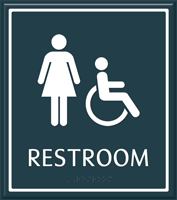 Female Restroom Door Sign with Handicap Symbol