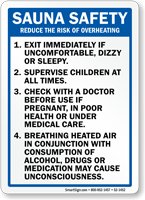 Sauna Safety Rules Reduce Overheating Risk Sign
