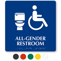 All Gender Accessible Restroom Braille Toilet Symbol Sign