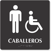 Caballeros TactileTouch Braille Spanish Restroom Sign