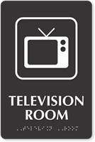 Television Room Symbol TactileTouch™ Sign with Braille