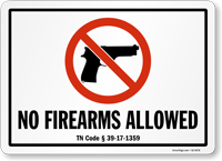 Tennessee Firearms and Weapons Law Signs