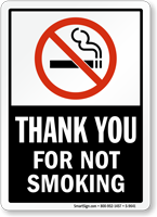 Thank You For Not Smoking Sign