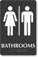 Unisex Bathrooms Sign with TactileTouch Braille