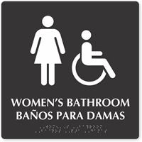 Women's Bathroom Tactile Touch Braille Bilingual Sign