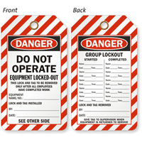 Double Sided Do Not Operate Equipment Tag