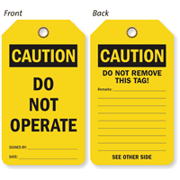 Do Not Operate Tag With Backside Options