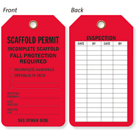 Scaffold Permit, Incomplete Scaffold Fall Protection Required Tag