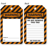 Self Laminating Two Sided OSHA Warning Header Blank Tag