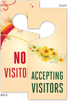 Accepting Visitors No Visitors 2 Sided Door Hanger Tag