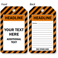 Customizable Black On Orange Striped Tag