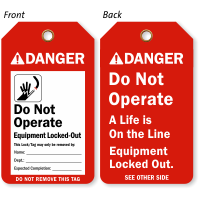 Do Not Operate Danger Tag