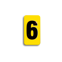 Character Black on Yellow "6" For Horizontal Mounting Holder