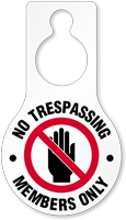 No Trespassing Members Only Door Hang Tag