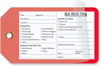 Red 5S Tag Self Laminating