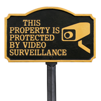 Property Protected By Surveillance Lawn Plaque With Stake