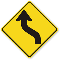 (Symbol  Sharp Turn Lane Shift Left Sign