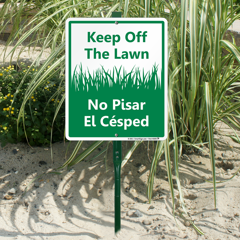 Keep Off The Lawn No Pisar El Cesped 8"x12" aluminum Signs 