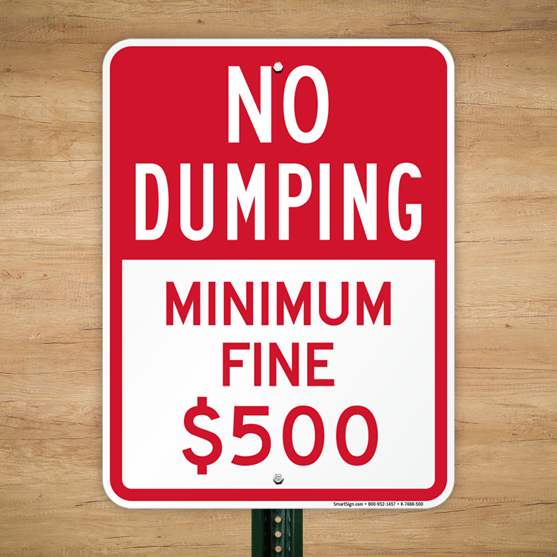 No Dumping $100 Fine By Order Of Health Department Metal Sign 5 SIZES SND004 