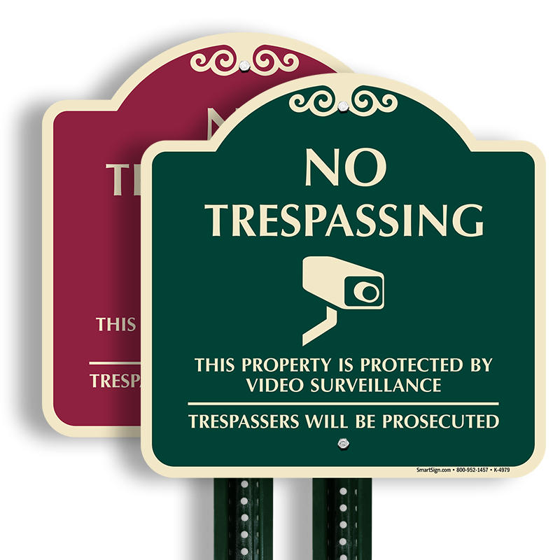Designer No Trespassing Property Video Surveillance Sign