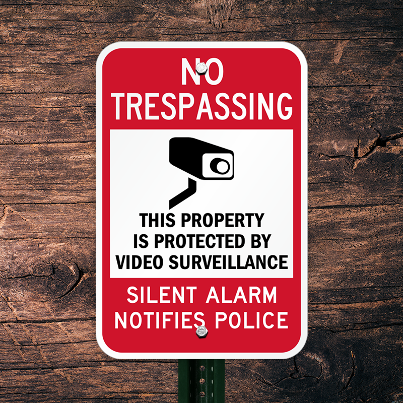 Aluminum Metal Sign - 'Alarm System Video Surveillance Police Will Be Called' - S57