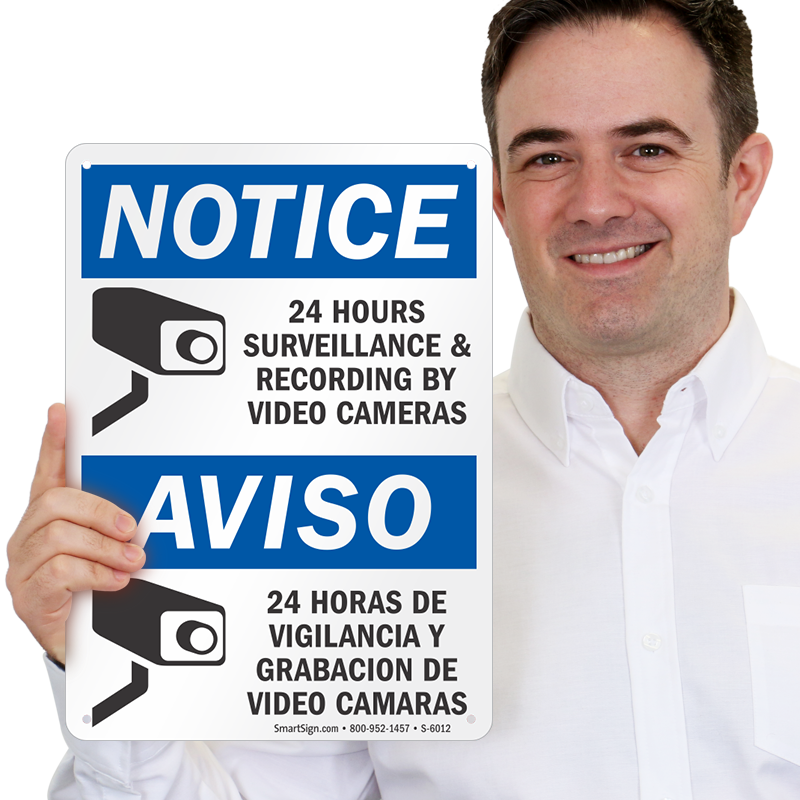 Rigid PVC Sign Smile Your Being Recorded On 24 Hour CCTV 
