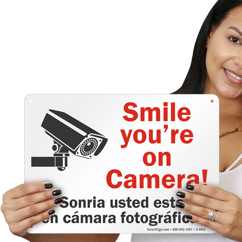 2 Adesivi Per Telecamere CCTV Formato A5 – Impermeabili, Per Esterni, Scritta 'Smile You're On Camera'