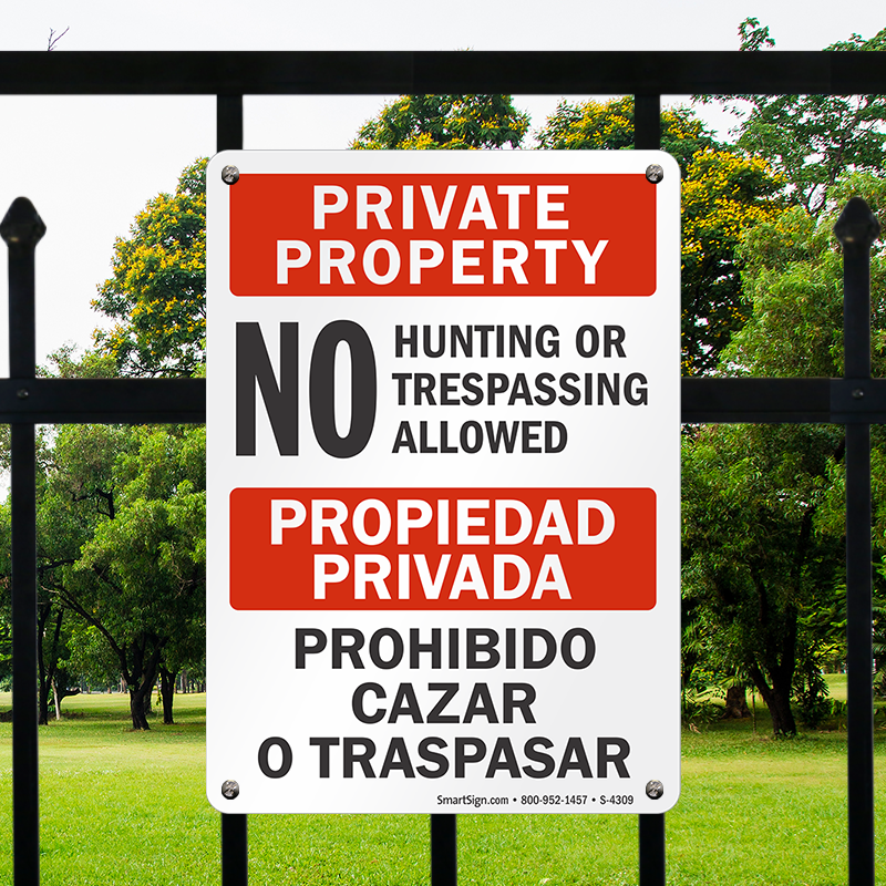 Propiedad Privada  aluminum Signs Private No Hunting Trespassing 