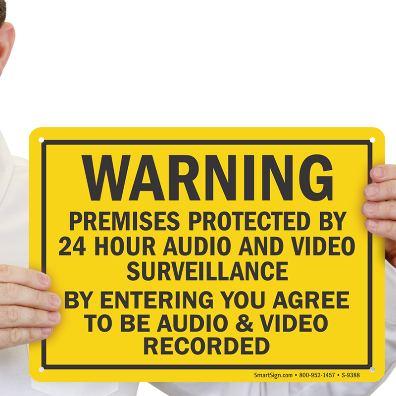 1 x Warning Premises protected by Video  Audio Surv Sign 3mm Aluminium Composite 