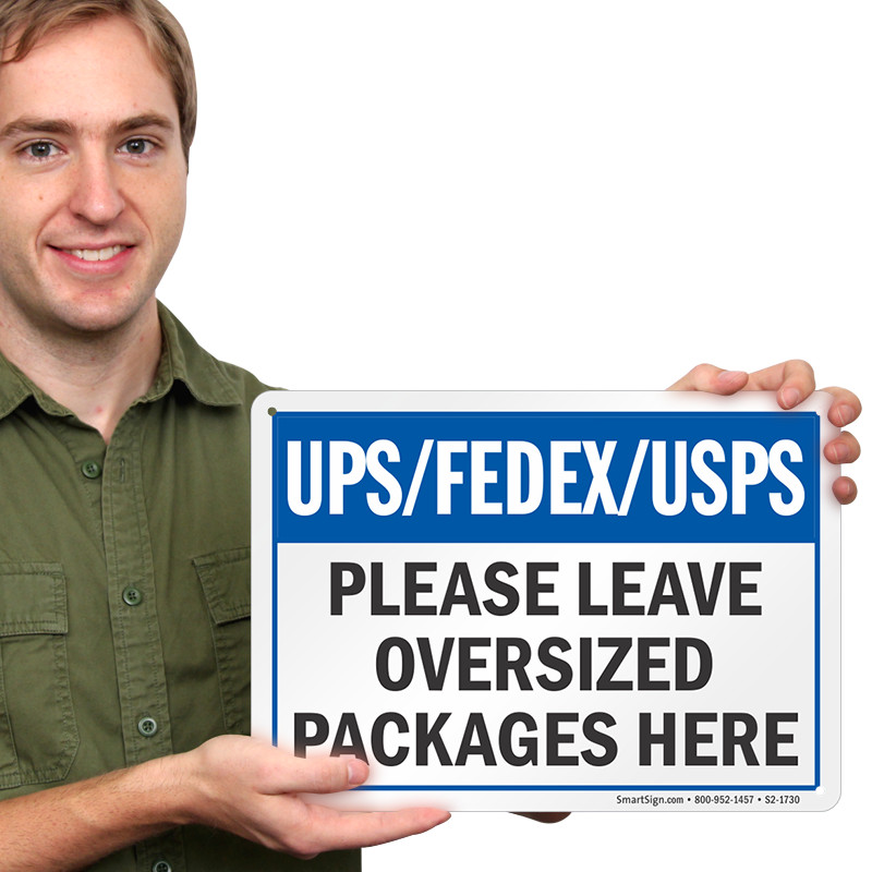 Delivery Leave All Packages Arrows Pointing Down Sign Metal FedEx UPS 4x6 Inches