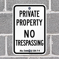 Alabama No Trespassing Sign