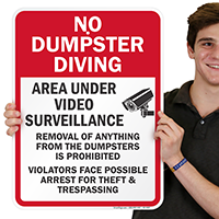 Area Under Video Surveillance No Dumpster Sign