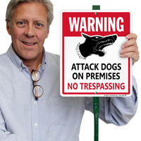 Attack Dogs On Premises No Trespassing Sign Kit