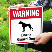 Warning Boxer Guard Dog LawnBoss™ Signs