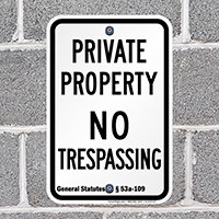 Connecticut No Trespassing Sign