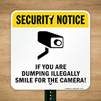 Dumping Illegally Smile Camera Sign
