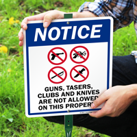 No Guns Tazers Clubs & Knives Sign