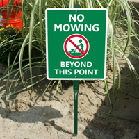 No Mowing Beyond This Point Sign & Kit