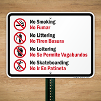 No Smoking Bilingual Sign With Graphic