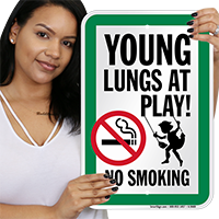  Young Lungs At Play! No Smoking sign!~Young Lungs At Play! No Smoking Sign With Graphic