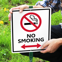 No Smoking Lawnboss Sign with Bidirectional Arrow