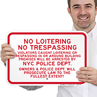 No Loitering No Trespassing Nyc Police Dept Signs