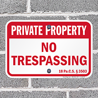 Pennsylvania Private Property Sign