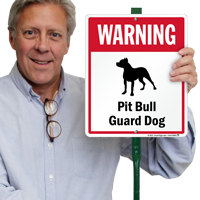 Warning Pit Bull Guard Dog LawnBoss™ Signs