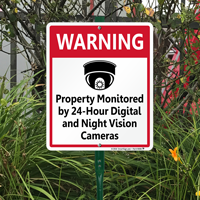 Property Monitored By Night Vision Cameras Sign