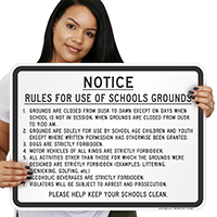 Rules for School Grounds Sign